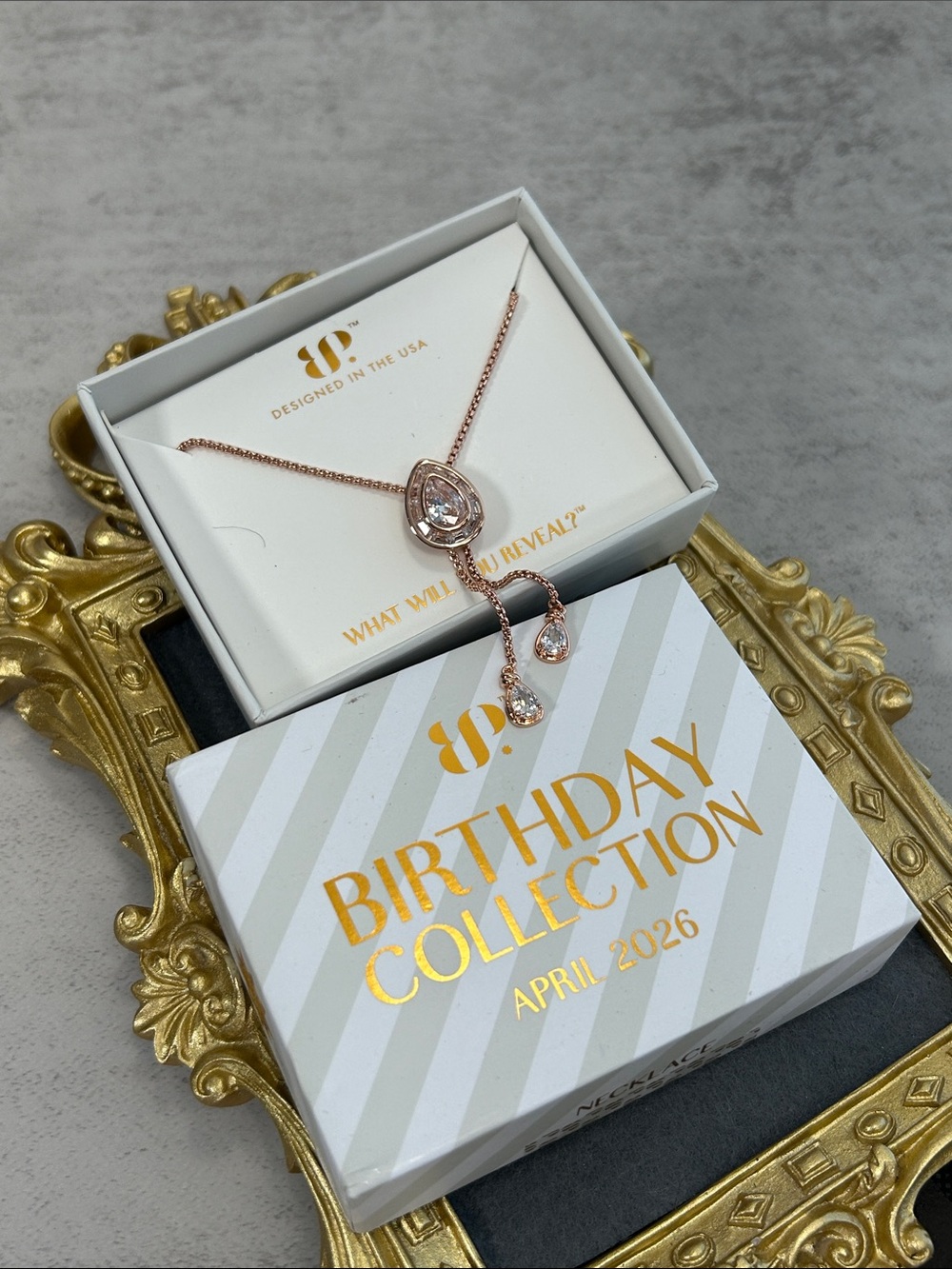 Bomb Party Rose Gold Teardrop Crystal Lariat Necklace